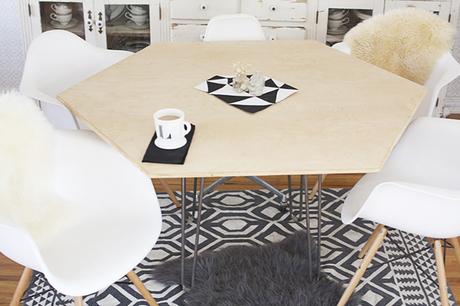 DIY: si no te gusta lo convencional hazte una mesa hexagonal en el comedor