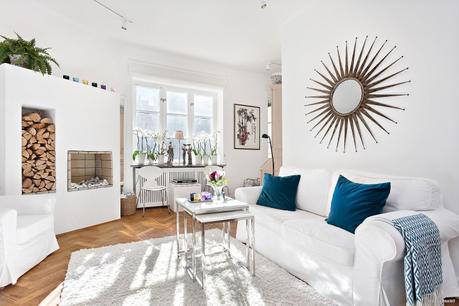 minipisos interiores pequeños estilo nórdico escandinavo espejos en el salon distribución pisos pequeños decoración pisos pequeños decoración interiores decoración espejos blog decoración nórdica ampliar espacio decoracion 