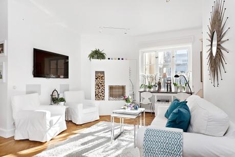 minipisos interiores pequeños estilo nórdico escandinavo espejos en el salon distribución pisos pequeños decoración pisos pequeños decoración interiores decoración espejos blog decoración nórdica ampliar espacio decoracion 