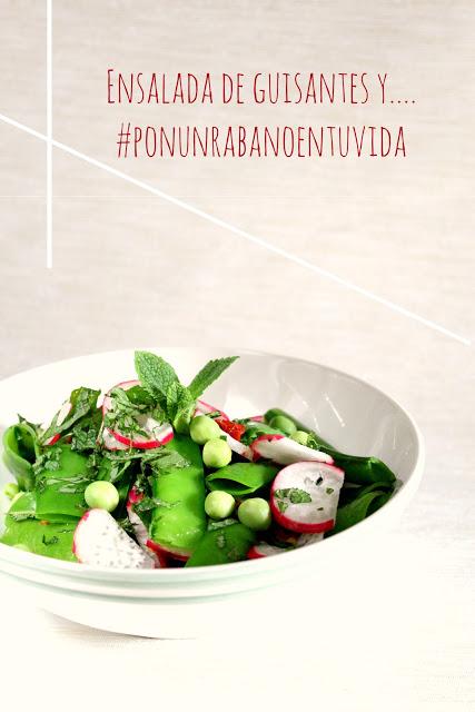 Ensalada de guisantes, menta y rábanitos