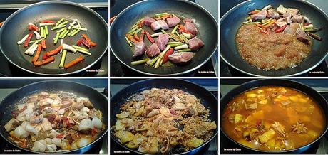 Arroz en paella de sepia, ajos tiernos, ...