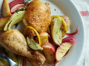 Pollo horno manzana cebolla roja