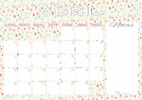 Imprimible: Calendario de Abril 2016 Imprimible: Calendario de Abril 2016