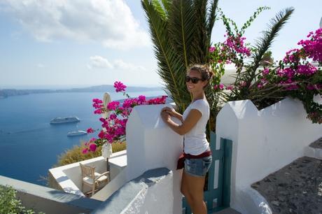 En el pueblo de Imerovigli, sobre la caldera de Santorini