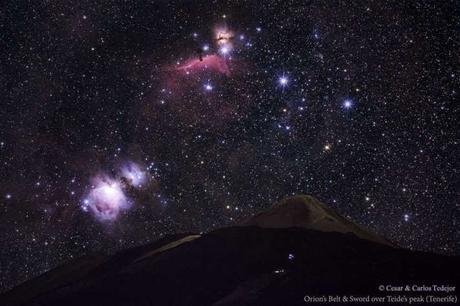 El cinturón y la espada de Orión sobre el Teide