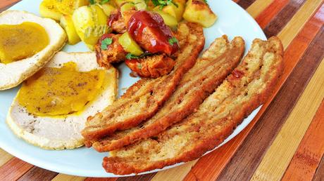 Huevos fritos con bacon vegano // Vegan fried eggs with bacon