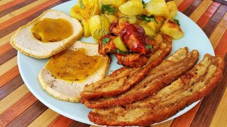 Huevos fritos con bacon vegano // Vegan fried eggs with bacon