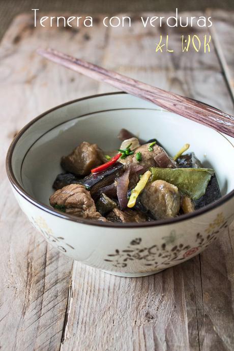 Ternera con verduras al wok