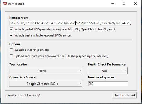ejecutamos el Namebench internet más rápido