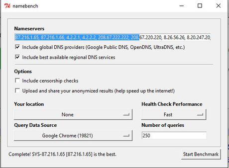 Internet más rápido cambiando las DNS – Namebench internet más rápido