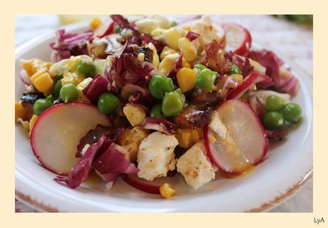 Ensalada de guisantes frescos y rabanitos, con aliño de miel y mostaza... para ¿Quedamos a comer en Madrid?