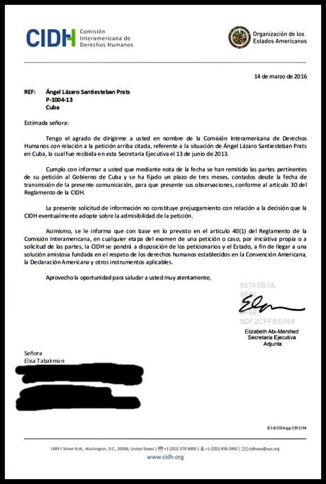 admitida en CIDH denuncia a favor de Santiesteban