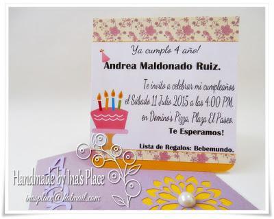 Invitación Cumpleaños - Los 4 Años de Andrea - Birthday Invitation.