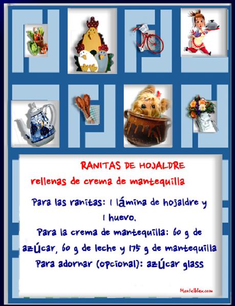 Ranitas de hojaldre rellenas de crema de mantequilla. Etiqueta