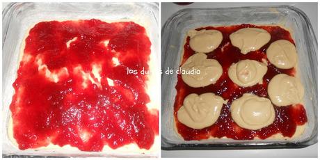 Pastel con mermelada de fresa