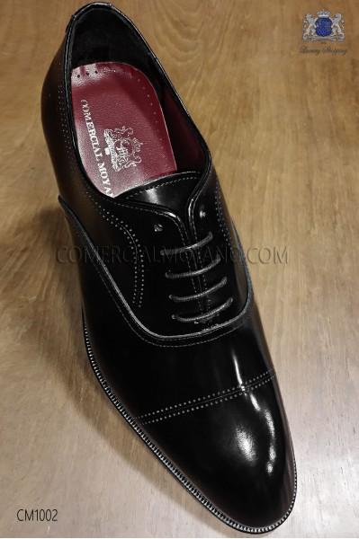 Zapato Francesina Oxford Box Calf en piel de becerro satinado negro