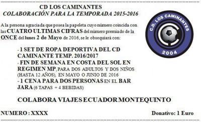 El C.D. Los Caminantes pone a la venta “papeletas” para colaborar con los gastos de la temporada papeleta