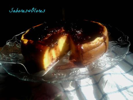 TARTA CREMOSA DE QUESO AL HORNO CON MERMELADA DE MIS CEREZAS