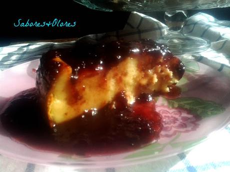 TARTA CREMOSA DE QUESO AL HORNO CON MERMELADA DE MIS CEREZAS