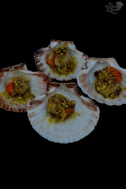 Vieiras a la plancha con aceite de pistachos tererecetas 04