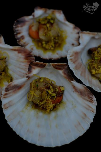 Vieiras a la plancha con aceite de pistachos tererecetas 02