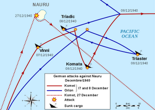 El Komet bombardea las instalaciones de fosfato en Nauru - 27/12/1940.