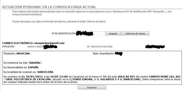 Lista oficial de admitidos... ¡y lugar de examen!
