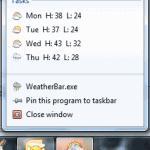 WeatherBar-El clima en la barra de tareas de Windows 7