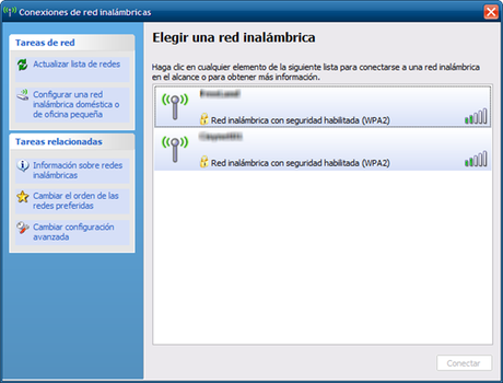 El asistente de conexiones de red inalámbricas de XP