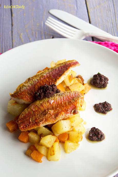 Salmonetes con patatas, boniatos y olivada de Kalamatas  - Cooking the Chef