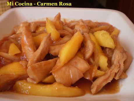 POLLO AGRIDULCE CON MANGO DE LA AXARQUIA MALAGUEÑA