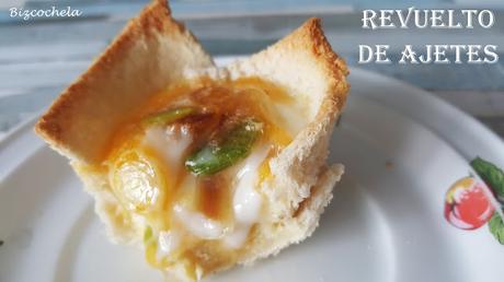 CANASTILLAS DE PAN DE MOLDE CON REVUELTO DE AJETES