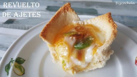 CANASTILLAS DE PAN DE MOLDE CON REVUELTO DE AJETES