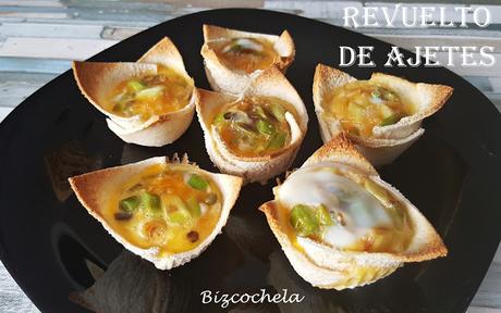 CANASTILLAS DE PAN DE MOLDE CON REVUELTO DE AJETES