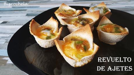 CANASTILLAS DE PAN DE MOLDE CON REVUELTO DE AJETES