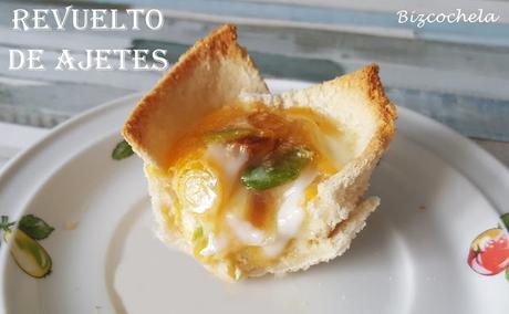 CANASTILLAS DE PAN DE MOLDE CON REVUELTO DE AJETES