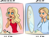 ilustraciones graciosas demuestran como vida mujer antes después