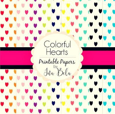Colorful Hearts - Printable Papers Pack - Paquete Papeles Imprimibles - Corazones Coloridos.
