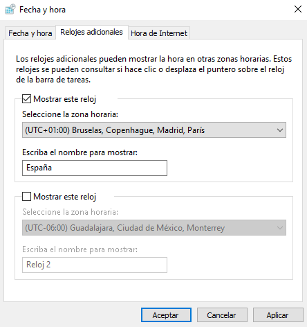 Truco para mostrar varias zonas horarias desde Windows 7, 8 y 10