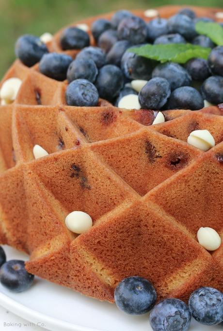 white chocolate and blueberry bundtcake