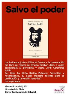 Viernes 8, 20 horas: Presentación de Salvo el poder en Librerío de la plata de Sabadell