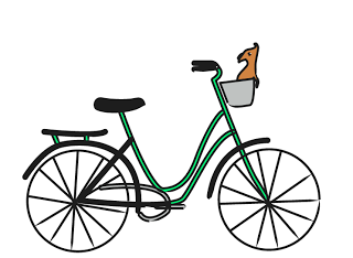 Ilustración de una bicicleta de paseo con un perro en el ...