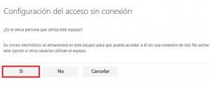 sin conexión en Outlook.com