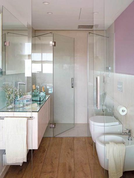 Distribucion alargada. Como sacarle el maximo provecho wooden flooring bathroom