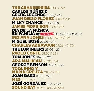 Jardins Pedralbes Barcelona 2016: Joan Baez, Tom Jones, Cranberries, The Lumineers, M83, José González...