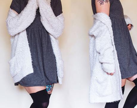 moda-de-invierno-otono-cardigan-pelo-de-mono-vestido