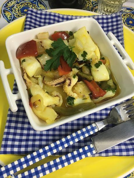 Sepia Al Horno Con Verduras