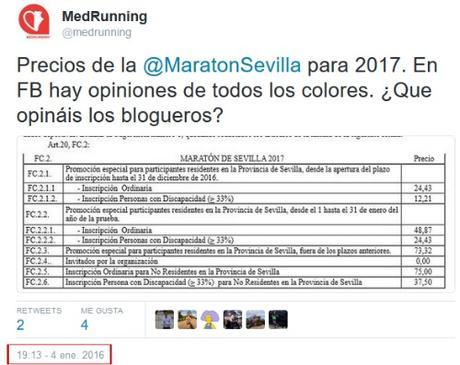 Maratón de Sevilla 2017. Sorpresa en sus Precios