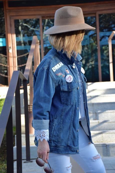 Denim jacket with patches