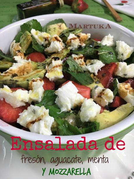 Ensalada De Fresón, Aguacate, Menta Y Mozzarella